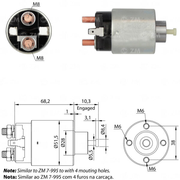 Solenoide Zm SOL-ZM4995 Solenoide Zm SOL-ZM4995